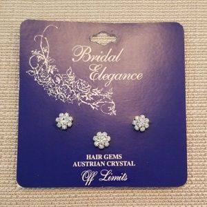 Bridal Elegance Austrian Crystal hair gems flowers set of 3